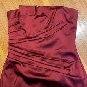 Strapless White House Black Market cocktail dress in deep red, size 4